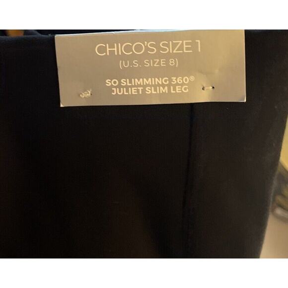 Chico's So Slimming Juliet High Waist Button-Hem Ankle Pants Black Pull-On Sz 8 - Picture 4 of 6